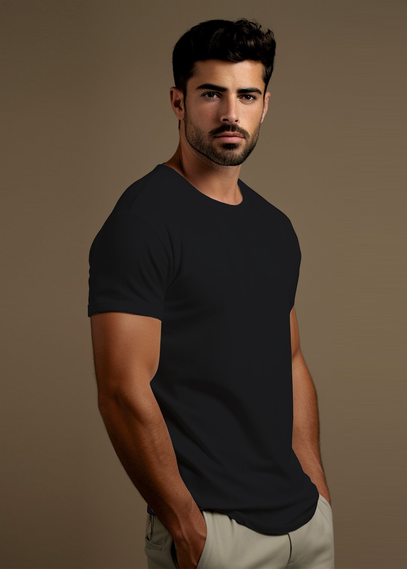 Black Ruffty Crew Neck T-shirt