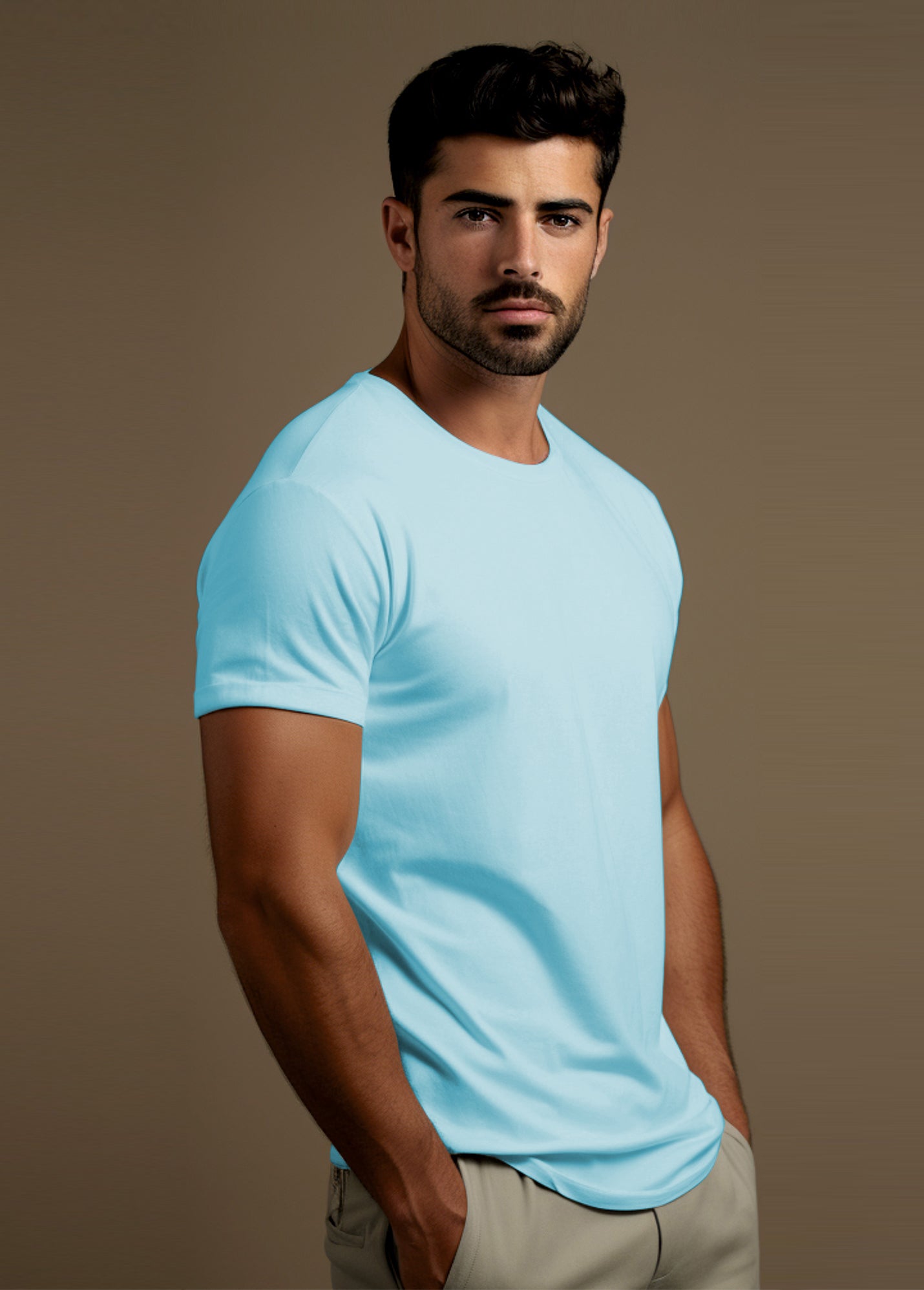 Ice Blue Ruffty Crew Neck T-shirt