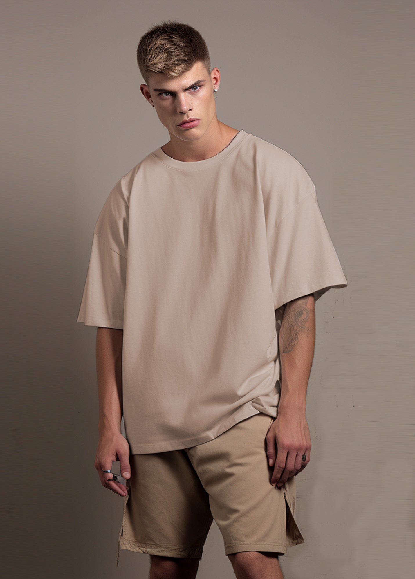 Ruffty Beige Oversized T-shirt