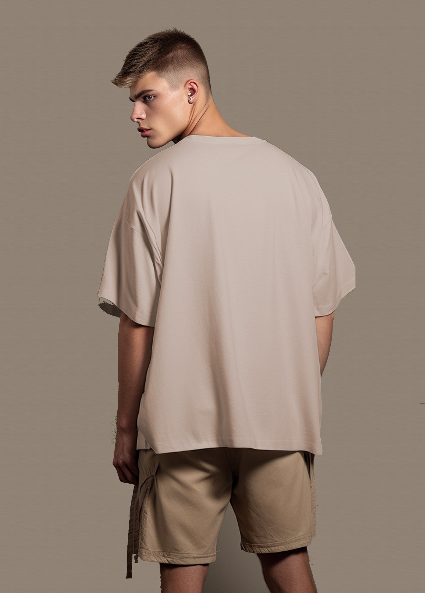 Ruffty Beige Oversized T-shirt