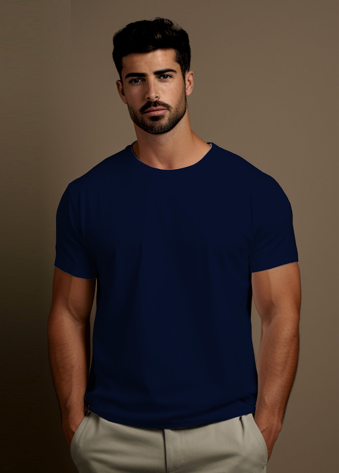 Navy Blue Ruffty Crew Neck T-shirt