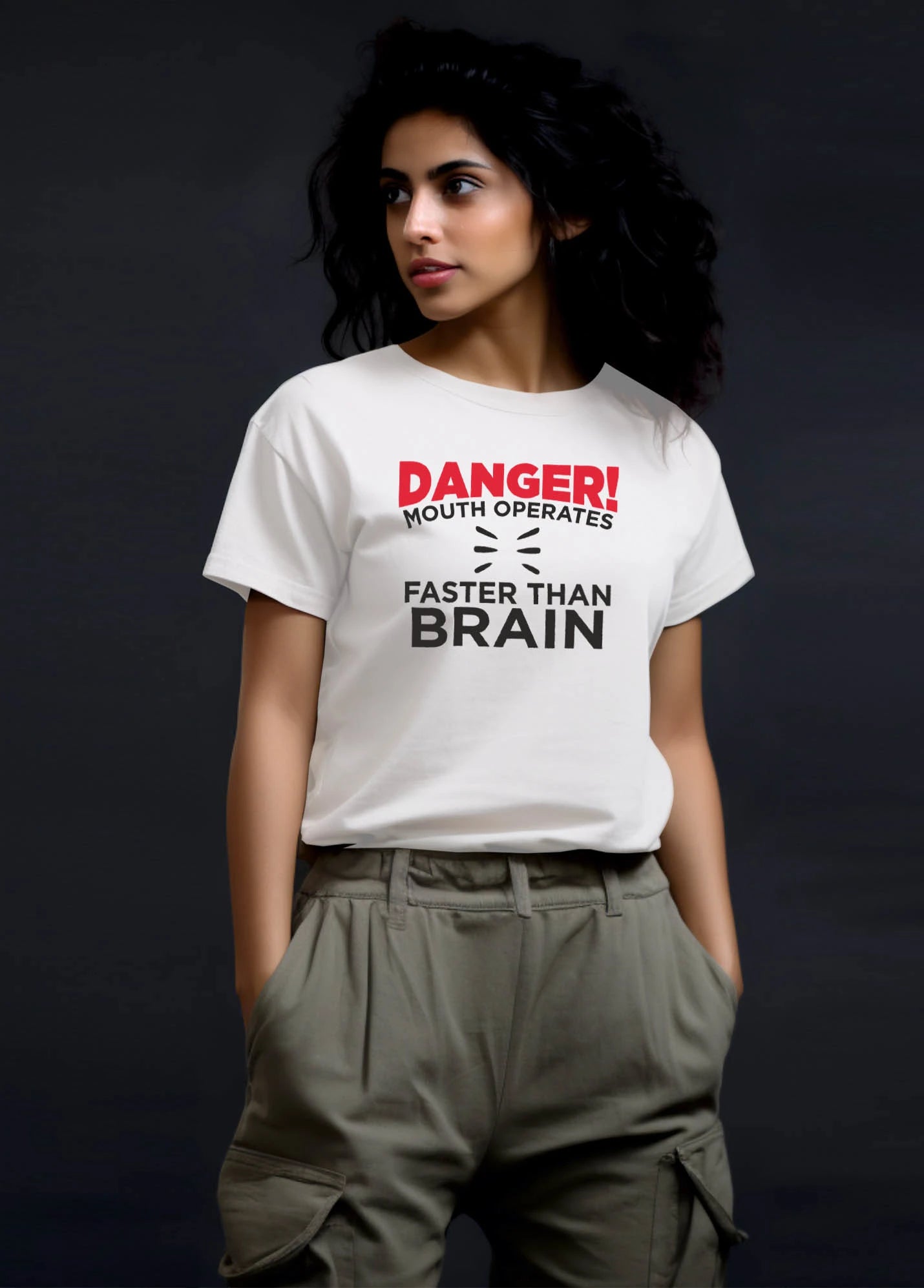 Brain Works Faster Ruffty Printed T-shirt Women's