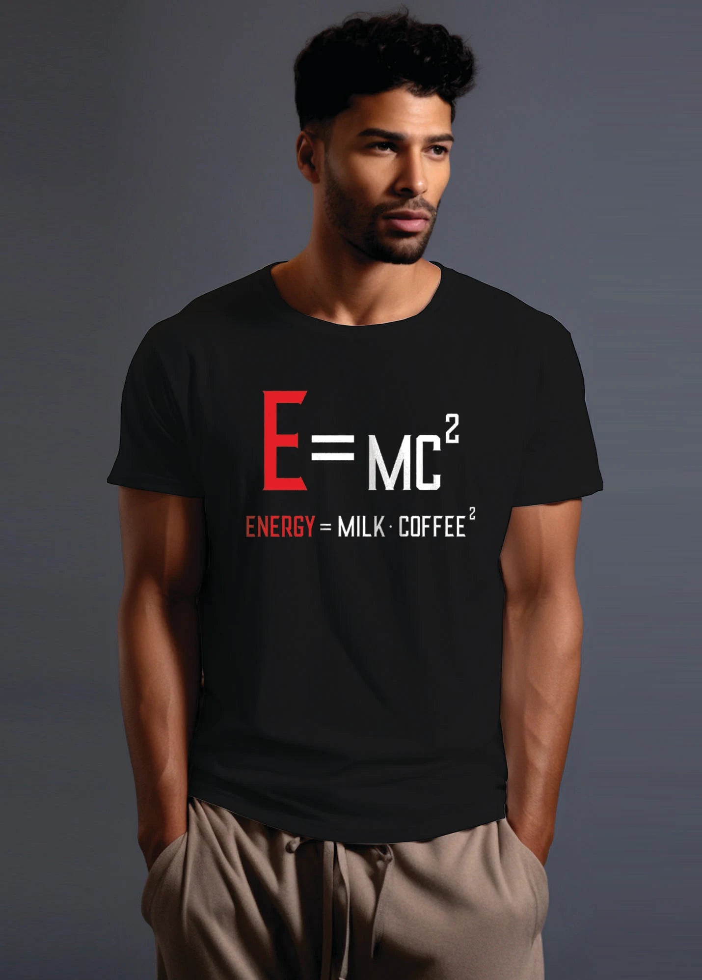 E=Mc2 Energy Milk Coffee Ruffty T-shirt