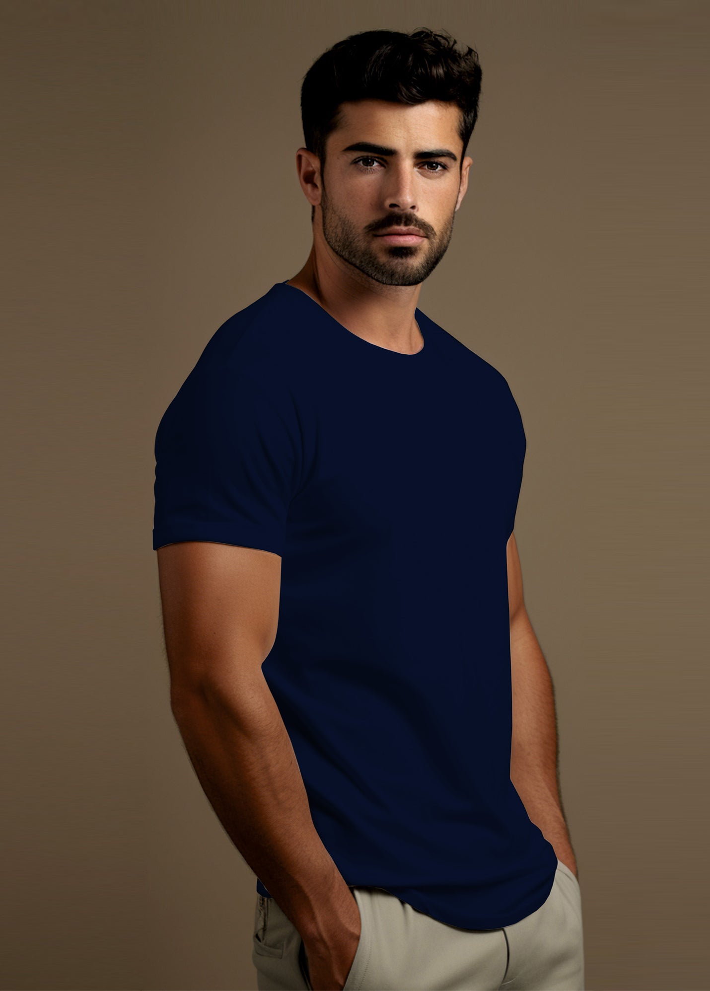 Navy Blue Ruffty Crew Neck T-shirt